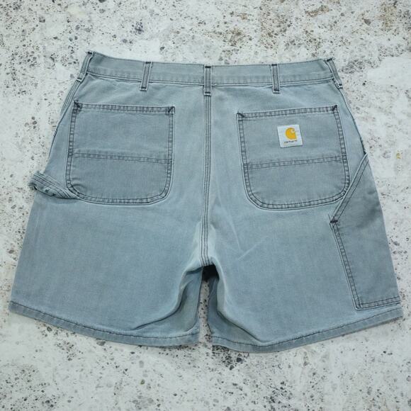 RARE 1993 Vintage Carhartt WU1943 Hunter Green Faded Carpenter Shorts Size 34 - Picture 1 of 13
